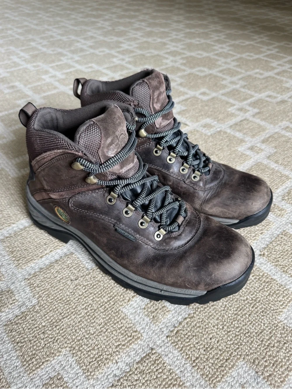 Timberland White Ledge Waterproof Hiking Boots Outdoor Utility Brown Leather 10